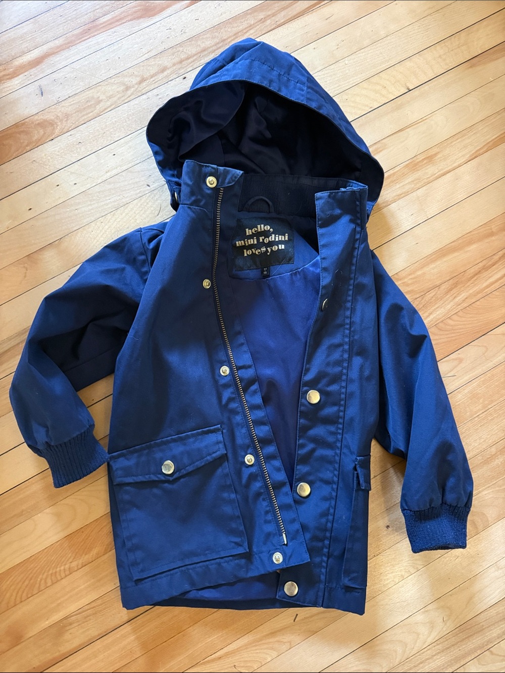Mini Rodini Kids Utility Jacket Blue Lightweight Eco-Conscious 92/98 (4/5)
